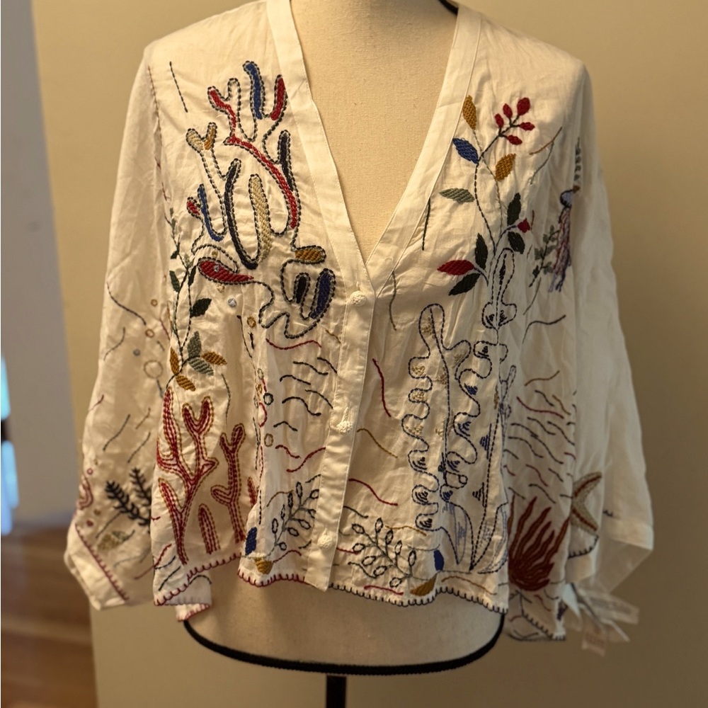 Zara sea-themed embroidered top.